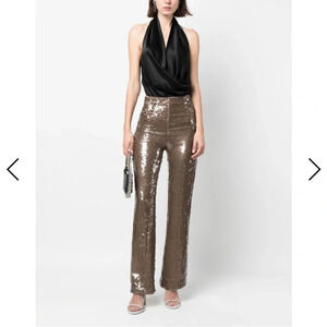 SABINA MUSAYEV Nancy Sequin Pants Small Mocha Size XL